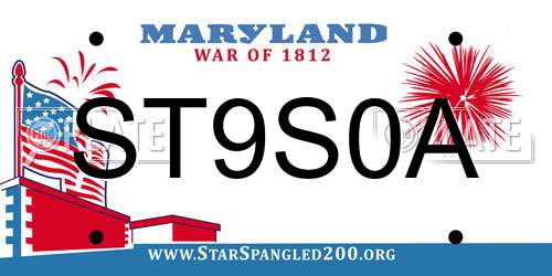 ST9S0A Maryland License Plate