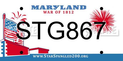 STG867 Maryland License Plate