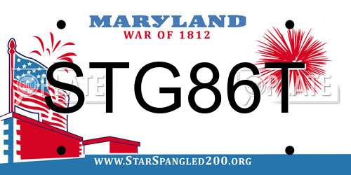 STG86T Maryland License Plate