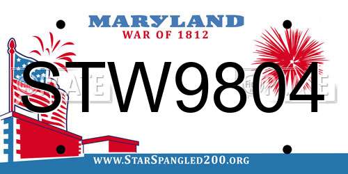 STW9804 Maryland License Plate