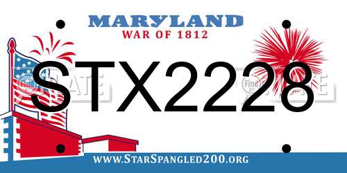 STX2228 Maryland License Plate