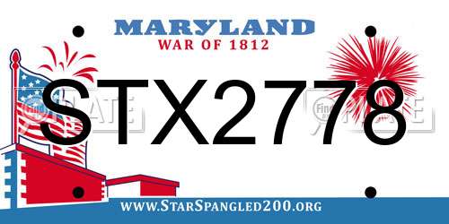 STX2778 Maryland License Plate