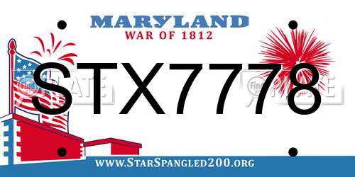 STX7778 Maryland License Plate