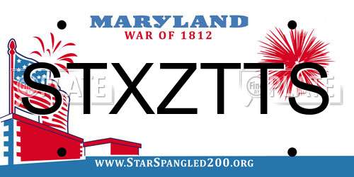 STXZTTS Maryland License Plate