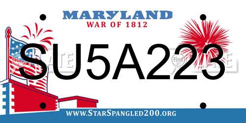 SU5A223 Maryland License Plate