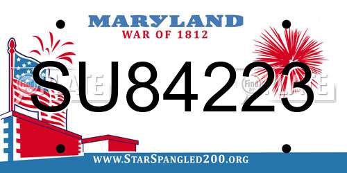 SU84223 Maryland License Plate
