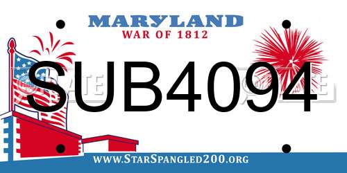 SUB4094 Maryland License Plate