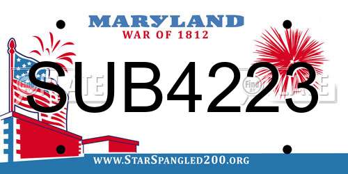SUB4223 Maryland License Plate
