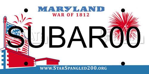 SUBAR00 Maryland License Plate