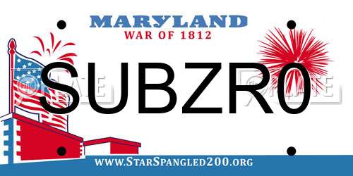 SUBZR0 Maryland License Plate