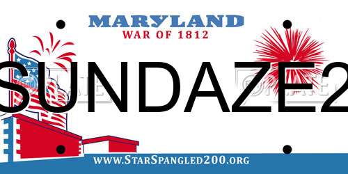 SUNDAZE2 Maryland License Plate