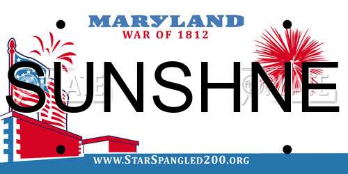 SUNSHNE Maryland License Plate
