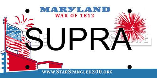 SUPRA Maryland License Plate