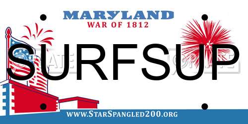 SURFSUP Maryland License Plate