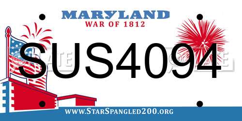 SUS4094 Maryland License Plate