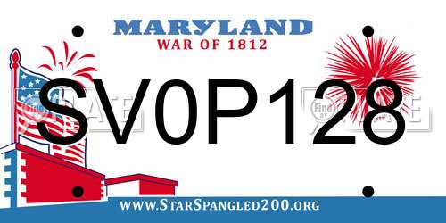 SV0P128 Maryland License Plate