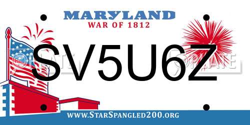 SV5U6Z Maryland License Plate