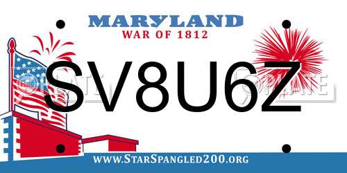 SV8U6Z Maryland License Plate