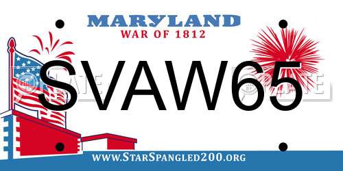 SVAW65 Maryland License Plate