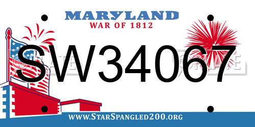 SW34067 Maryland License Plate
