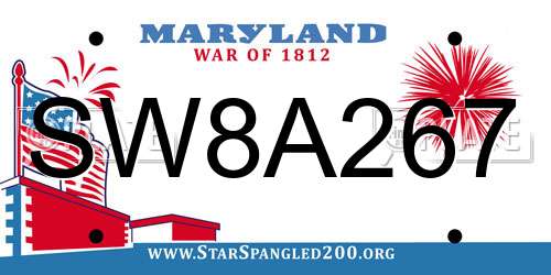 SW8A267 Maryland License Plate