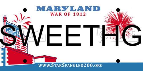 SWEETHG Maryland License Plate