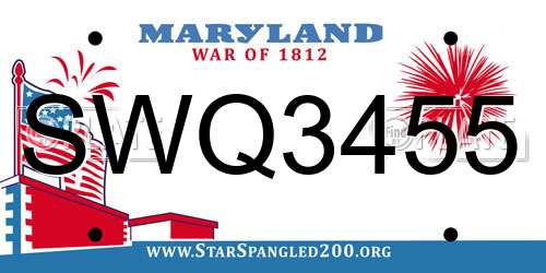 SWQ3455 Maryland License Plate
