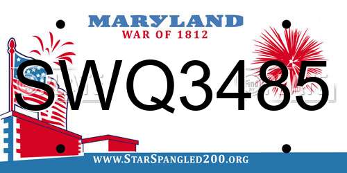 SWQ3485 Maryland License Plate