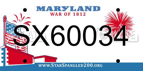 SX60034 Maryland License Plate
