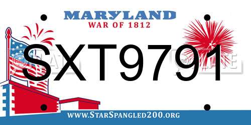 SXT9791 Maryland License Plate