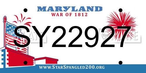 SY22927 Maryland License Plate