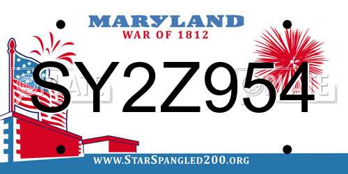 SY2Z954 Maryland License Plate