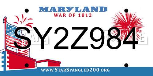 SY2Z984 Maryland License Plate