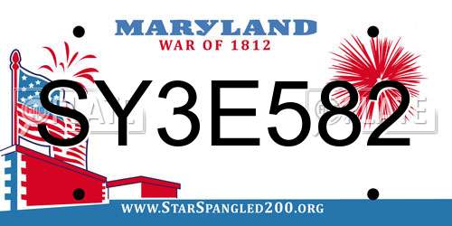SY3E582 Maryland License Plate