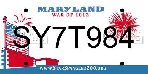 SY7T984 Maryland License Plate