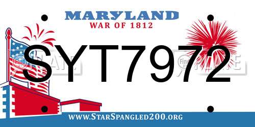 SYT7972 Maryland License Plate
