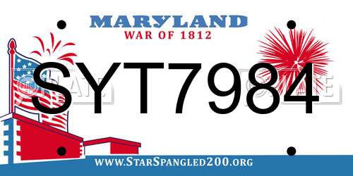SYT7984 Maryland License Plate