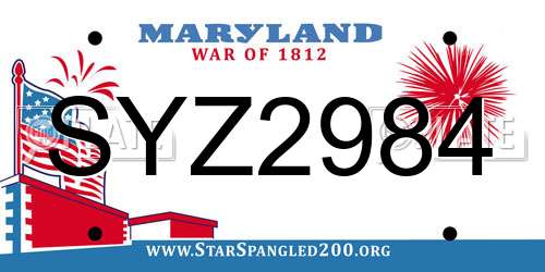 SYZ2984 Maryland License Plate