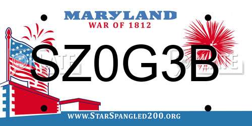 SZ0G3B Maryland License Plate