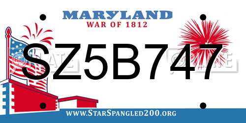 SZ5B747 Maryland License Plate