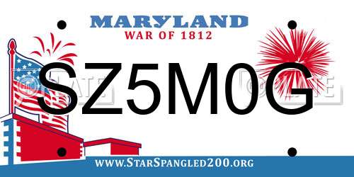 SZ5M0G Maryland License Plate