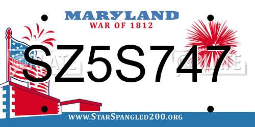 SZ5S747 Maryland License Plate