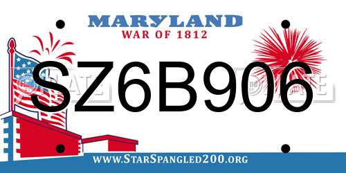 SZ6B906 Maryland License Plate