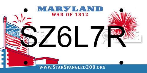 SZ6L7R Maryland License Plate