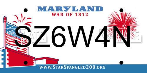 SZ6W4N Maryland License Plate