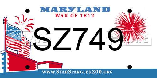 SZ749 Maryland License Plate