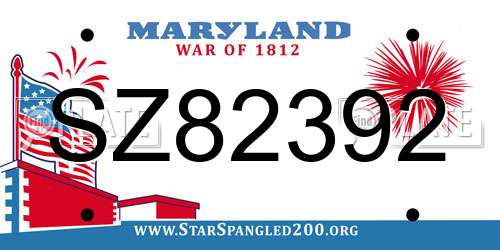 SZ82392 Maryland License Plate