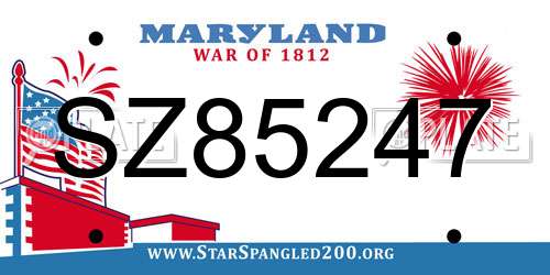 SZ85247 Maryland License Plate