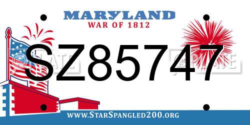 SZ85747 Maryland License Plate