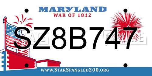 SZ8B747 Maryland License Plate